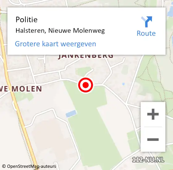 Locatie op kaart van de 112 melding: Politie Halsteren, Nieuwe Molenweg op 16 oktober 2020 16:25