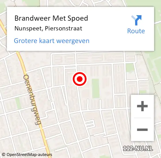 Locatie op kaart van de 112 melding: Brandweer Met Spoed Naar Nunspeet, Piersonstraat op 16 oktober 2020 17:06