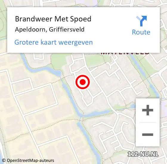 Locatie op kaart van de 112 melding: Brandweer Met Spoed Naar Apeldoorn, Griffiersveld op 16 oktober 2020 17:53