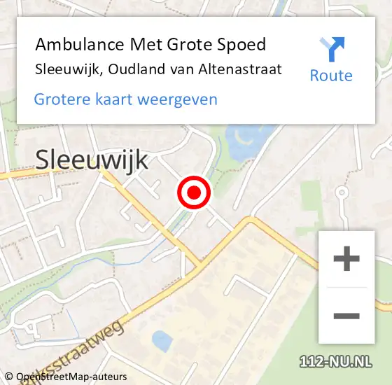 Locatie op kaart van de 112 melding: Ambulance Met Grote Spoed Naar Sleeuwijk, Oudland van Altenastraat op 16 oktober 2020 18:30