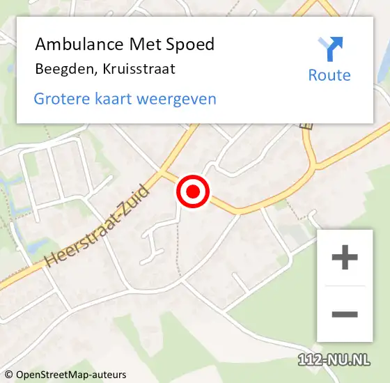 Locatie op kaart van de 112 melding: Ambulance Met Spoed Naar Beegden, Kruisstraat op 16 oktober 2020 18:51