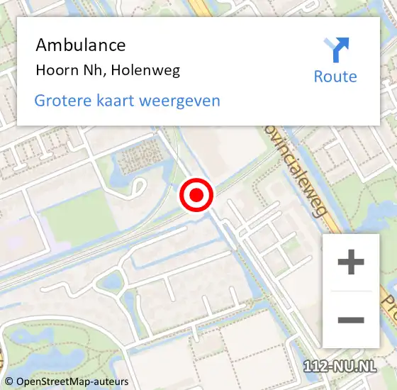Locatie op kaart van de 112 melding: Ambulance Hoorn Nh, Holenweg op 16 oktober 2020 19:52