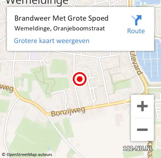 Locatie op kaart van de 112 melding: Brandweer Met Grote Spoed Naar Wemeldinge, Oranjeboomstraat op 16 oktober 2020 20:23