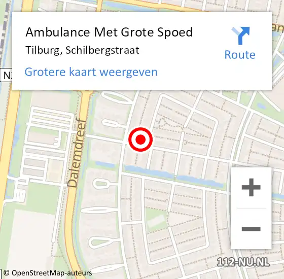 Locatie op kaart van de 112 melding: Ambulance Met Grote Spoed Naar Tilburg, Schilbergstraat op 22 mei 2014 01:26