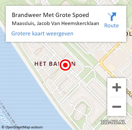 Locatie op kaart van de 112 melding: Brandweer Met Grote Spoed Naar Maassluis, Jacob Van Heemskercklaan op 16 oktober 2020 22:23