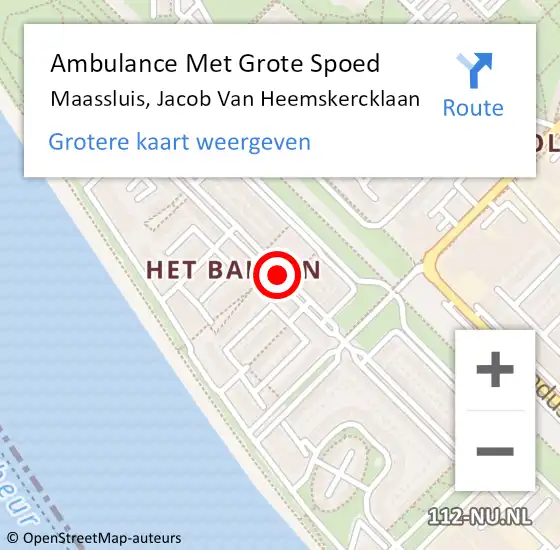 Locatie op kaart van de 112 melding: Ambulance Met Grote Spoed Naar Maassluis, Jacob Van Heemskercklaan op 16 oktober 2020 22:23
