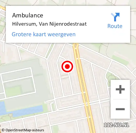 Locatie op kaart van de 112 melding: Ambulance Hilversum, Van Nijenrodestraat op 22 mei 2014 01:52