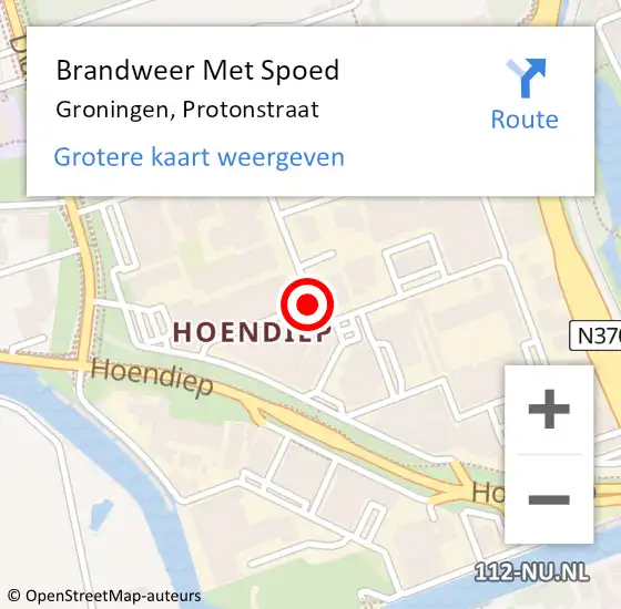 Locatie op kaart van de 112 melding: Brandweer Met Spoed Naar Groningen, Protonstraat op 16 oktober 2020 23:22