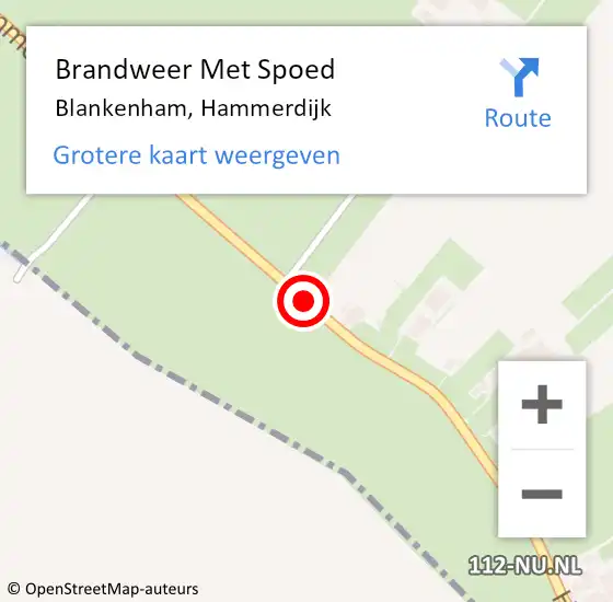 Locatie op kaart van de 112 melding: Brandweer Met Spoed Naar Blankenham, Hammerdijk op 16 oktober 2020 23:48