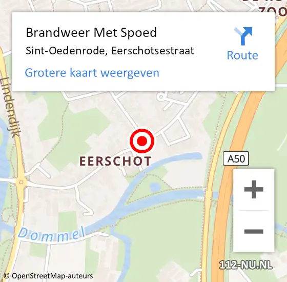 Locatie op kaart van de 112 melding: Brandweer Met Spoed Naar Sint-Oedenrode, Eerschotsestraat op 17 oktober 2020 00:36