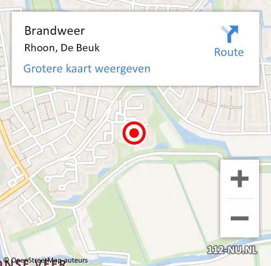 Locatie op kaart van de 112 melding: Brandweer Rhoon, De Beuk op 17 oktober 2020 00:40