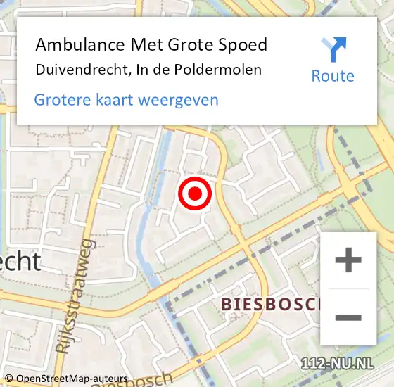 Locatie op kaart van de 112 melding: Ambulance Met Grote Spoed Naar Duivendrecht, In de Poldermolen op 17 oktober 2020 03:40