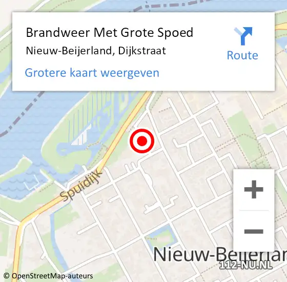 Locatie op kaart van de 112 melding: Brandweer Met Grote Spoed Naar Nieuw-Beijerland, Dijkstraat op 17 oktober 2020 04:21