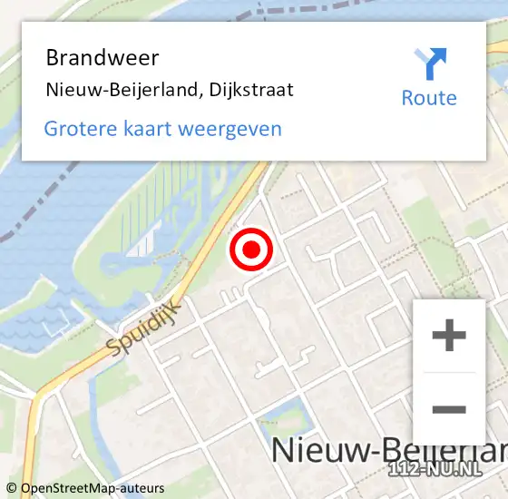 Locatie op kaart van de 112 melding: Brandweer Nieuw-Beijerland, Dijkstraat op 17 oktober 2020 04:24