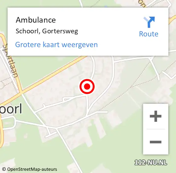 Locatie op kaart van de 112 melding: Ambulance Schoorl, Gortersweg op 17 oktober 2020 08:52