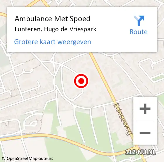 Locatie op kaart van de 112 melding: Ambulance Met Spoed Naar Lunteren, Hugo de Vriespark op 17 oktober 2020 10:35