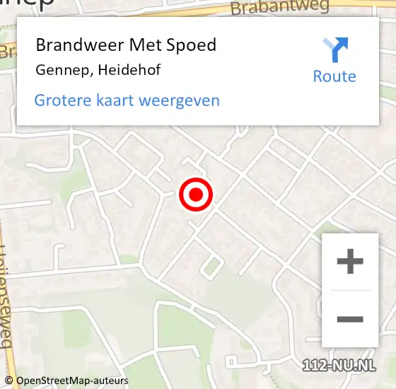 Locatie op kaart van de 112 melding: Brandweer Met Spoed Naar Gennep, Heidehof op 17 oktober 2020 10:50