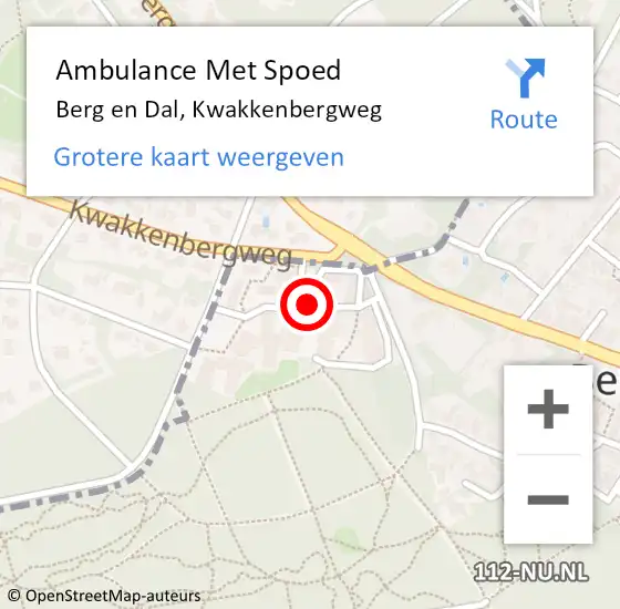 Locatie op kaart van de 112 melding: Ambulance Met Spoed Naar Berg en Dal, Kwakkenbergweg op 17 oktober 2020 11:05