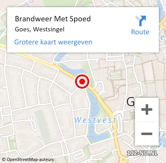 Locatie op kaart van de 112 melding: Brandweer Met Spoed Naar Goes, Westsingel op 17 oktober 2020 13:14