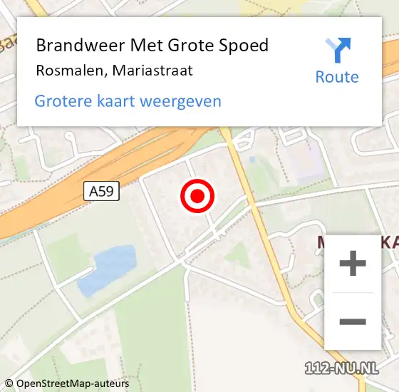 Locatie op kaart van de 112 melding: Brandweer Met Grote Spoed Naar Rosmalen, Mariastraat op 17 oktober 2020 13:44