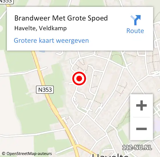 Locatie op kaart van de 112 melding: Brandweer Met Grote Spoed Naar Havelte, Veldkamp op 17 oktober 2020 14:06