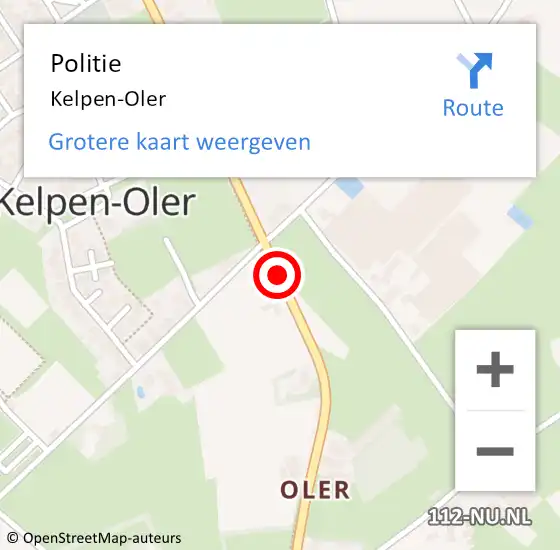 Locatie op kaart van de 112 melding: Politie Kelpen-Oler op 17 oktober 2020 14:11