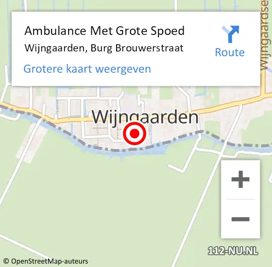 Locatie op kaart van de 112 melding: Ambulance Met Grote Spoed Naar Wijngaarden, Burg Brouwerstraat op 22 mei 2014 05:36