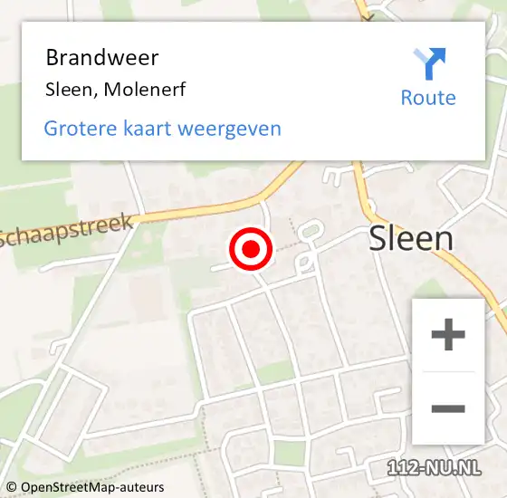 Locatie op kaart van de 112 melding: Brandweer Sleen, Molenerf op 17 oktober 2020 15:40