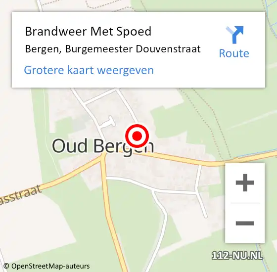 Locatie op kaart van de 112 melding: Brandweer Met Spoed Naar Bergen, Burgemeester Douvenstraat op 22 mei 2014 05:42