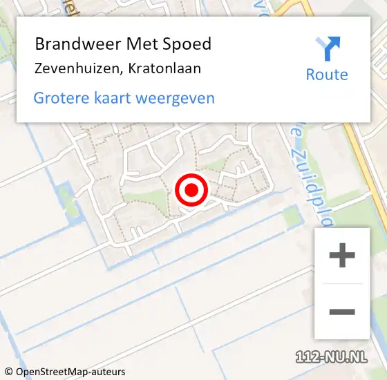 Locatie op kaart van de 112 melding: Brandweer Met Spoed Naar Zevenhuizen, Kratonlaan op 17 oktober 2020 16:01