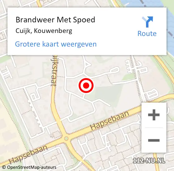 Locatie op kaart van de 112 melding: Brandweer Met Spoed Naar Cuijk, Kouwenberg op 17 oktober 2020 16:06