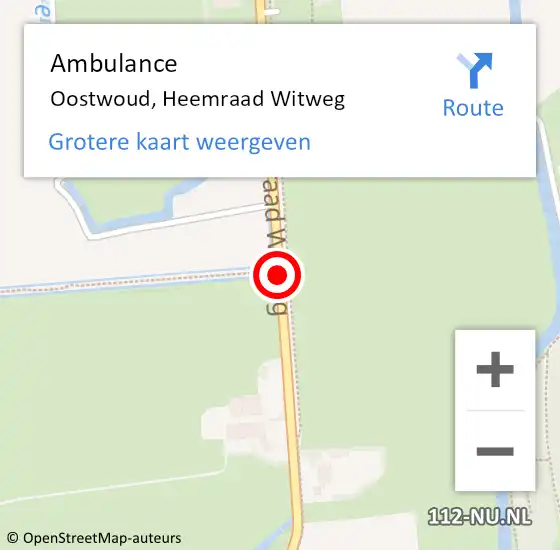 Locatie op kaart van de 112 melding: Ambulance Oostwoud, Heemraad Witweg op 17 oktober 2020 16:19