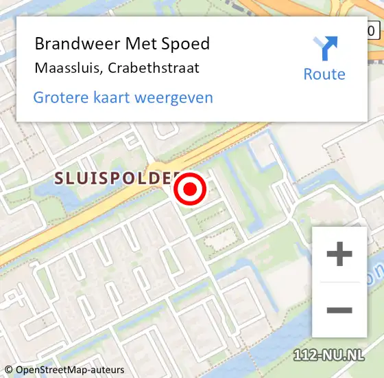 Locatie op kaart van de 112 melding: Brandweer Met Spoed Naar Maassluis, Crabethstraat op 17 oktober 2020 16:58