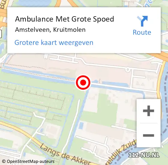 Locatie op kaart van de 112 melding: Ambulance Met Grote Spoed Naar Amstelveen, Kruitmolen op 17 oktober 2020 17:37