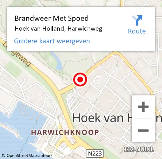 Locatie op kaart van de 112 melding: Brandweer Met Spoed Naar Hoek van Holland, Harwichweg op 17 oktober 2020 17:55