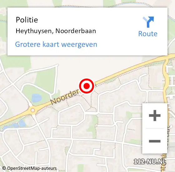 Locatie op kaart van de 112 melding: Politie Heythuysen, Noorderbaan op 17 oktober 2020 18:01