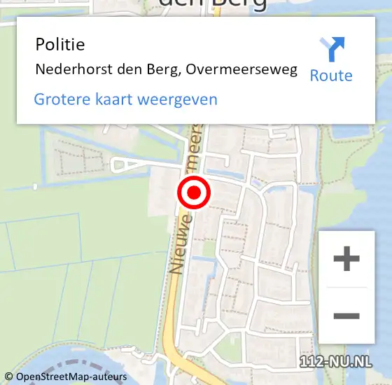 Locatie op kaart van de 112 melding: Politie Nederhorst den Berg, Overmeerseweg op 17 oktober 2020 18:37