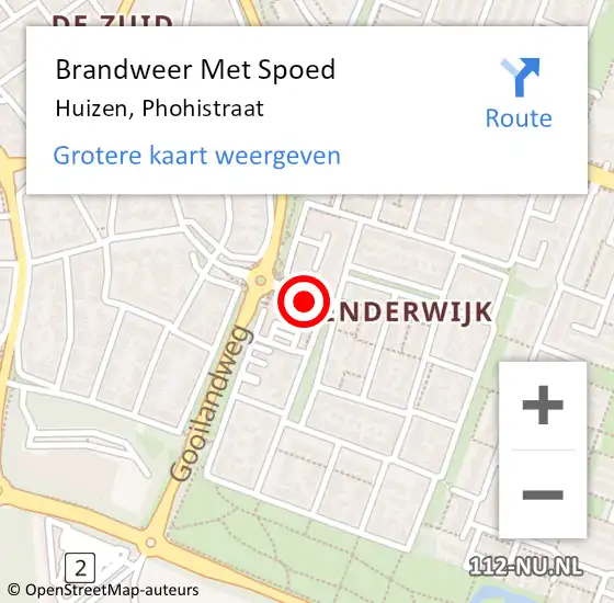 Locatie op kaart van de 112 melding: Brandweer Met Spoed Naar Huizen, Phohistraat op 17 oktober 2020 18:41