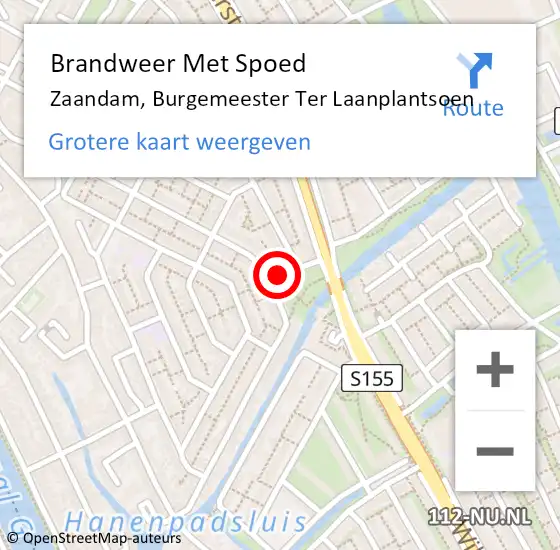 Locatie op kaart van de 112 melding: Brandweer Met Spoed Naar Zaandam, Burgemeester Ter Laanplantsoen op 17 oktober 2020 18:43
