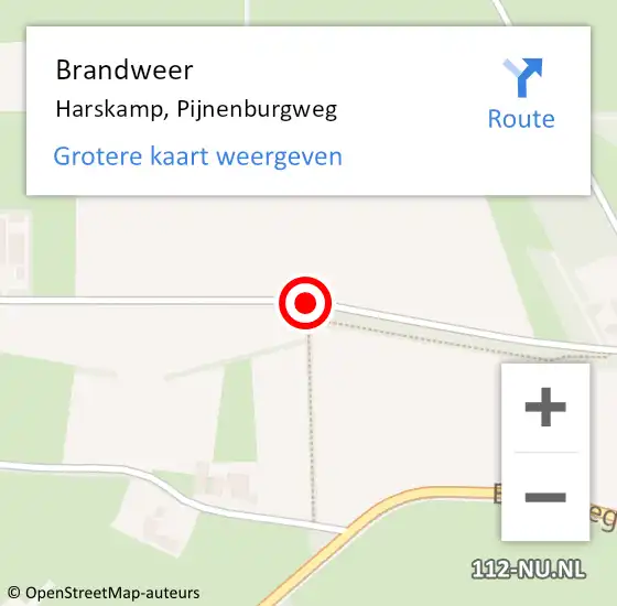 Locatie op kaart van de 112 melding: Brandweer Harskamp, Pijnenburgweg op 17 oktober 2020 18:51