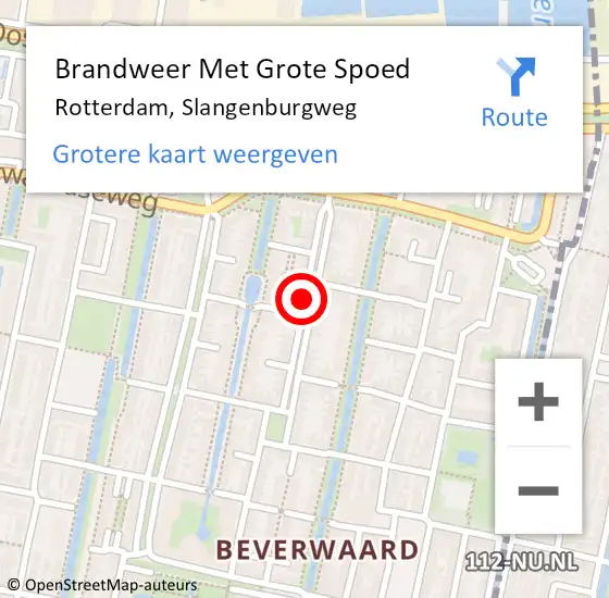 Locatie op kaart van de 112 melding: Brandweer Met Grote Spoed Naar Rotterdam, Slangenburgweg op 17 oktober 2020 19:51