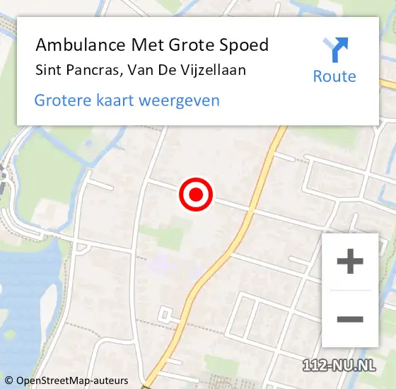 Locatie op kaart van de 112 melding: Ambulance Met Grote Spoed Naar Sint Pancras, Van De Vijzellaan op 17 oktober 2020 21:37