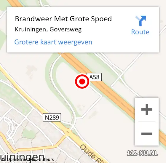 Locatie op kaart van de 112 melding: Brandweer Met Grote Spoed Naar Kruiningen, Goversweg op 17 oktober 2020 21:39