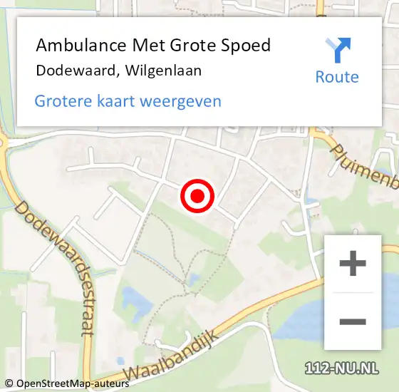 Locatie op kaart van de 112 melding: Ambulance Met Grote Spoed Naar Dodewaard, Wilgenlaan op 17 oktober 2020 21:47