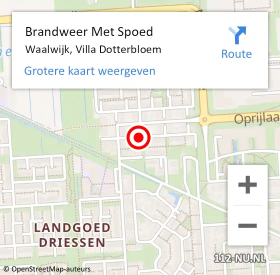 Locatie op kaart van de 112 melding: Brandweer Met Spoed Naar Waalwijk, Villa Dotterbloem op 17 oktober 2020 22:50