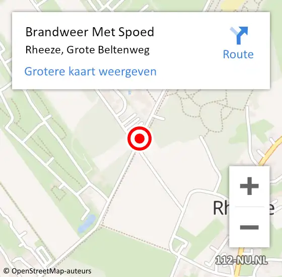 Locatie op kaart van de 112 melding: Brandweer Met Spoed Naar Rheeze, Grote Beltenweg op 18 oktober 2020 02:32