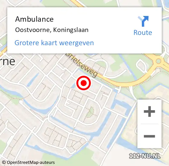 Locatie op kaart van de 112 melding: Ambulance Oostvoorne, Koningslaan op 18 oktober 2020 07:04