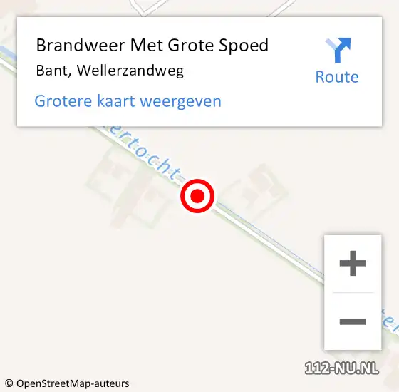 Locatie op kaart van de 112 melding: Brandweer Met Grote Spoed Naar Bant, Wellerzandweg op 18 oktober 2020 09:34