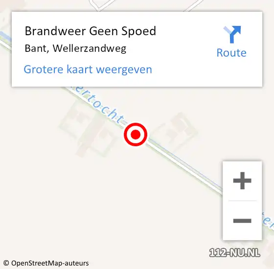 Locatie op kaart van de 112 melding: Brandweer Geen Spoed Naar Bant, Wellerzandweg op 18 oktober 2020 09:34