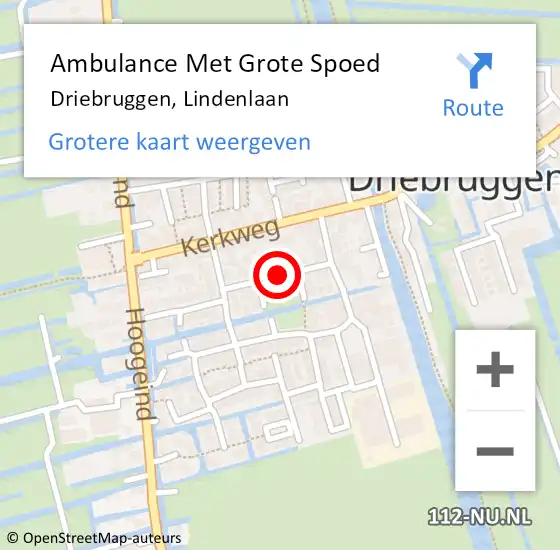 Locatie op kaart van de 112 melding: Ambulance Met Grote Spoed Naar Driebruggen, Lindenlaan op 18 oktober 2020 10:25